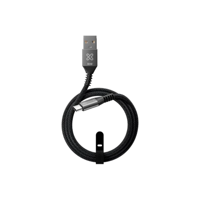 Klip Xtreme - USB cable - 24 pin USB-C - 9 pin USB Type A - 1.8 m - Black - 30W Braided Fast charging-1