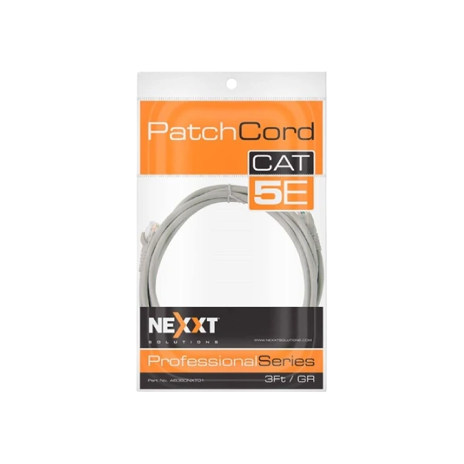 Nexxt - Cable de interconexión - RJ-45 (M) a RJ-45 (M) - 90 cm - UTP - CAT 5e - moldeado, trenzado - gris-2