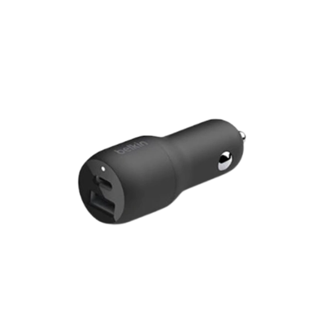 Belkin Dual Car Charger - Adaptador de corriente para el coche - 37 vatios - PD 3.0 - 2 conectores de salida (USB, 24 pin USB-C)
