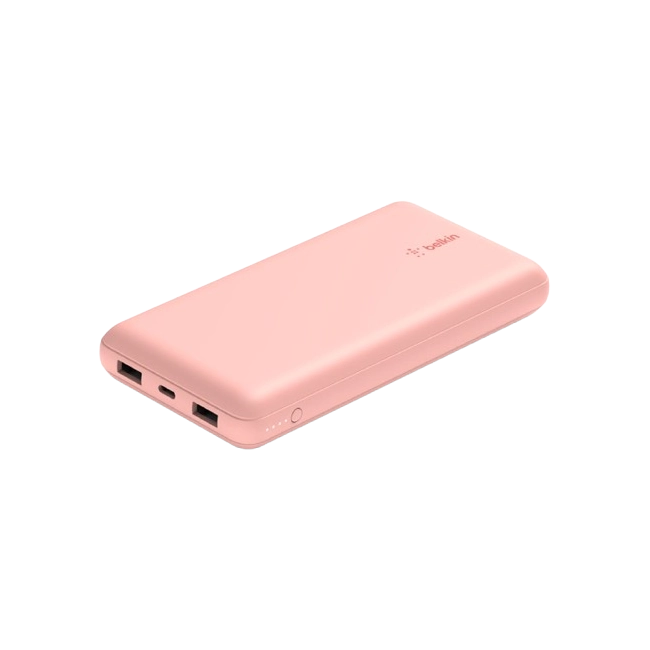Belkin - Cargador portátil - 20000 mAh - 15 vatios - 3 A - 3 conectores de salida (24 pin USB-C, 2 x USB) - en el cable: USB-C - negro