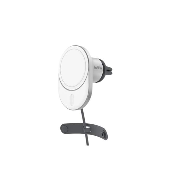 Belkin - Soporte de carga inalámbrico para el coche + adaptador de corriente para el coche - 15 vatios - Fast Charge, PD 3.0 - gris - para Apple iPhone 12, 13, 14