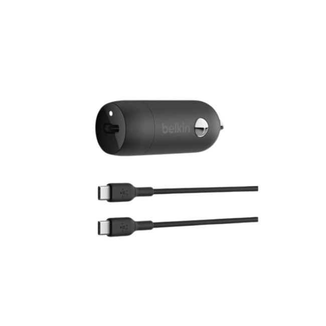 Belkin - Adaptador de corriente para el coche - 30 vatios - 3 A - Fast Charge, Suministro de energía 3.1 (24 pin USB-C) - negro