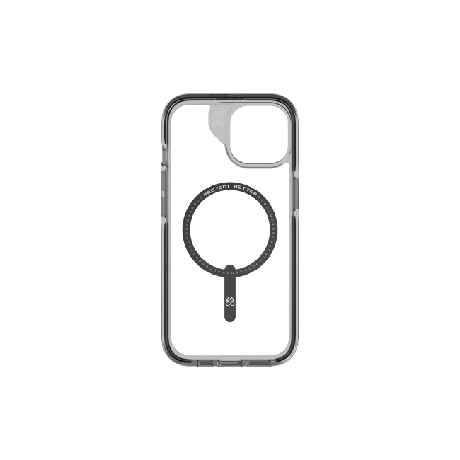 Zagg Santa Cruz Snap - Carcasa trasera para teléfono móvil - compatibilidad con MagSafe - negro, transparente - para Apple iPhone 15 Pro