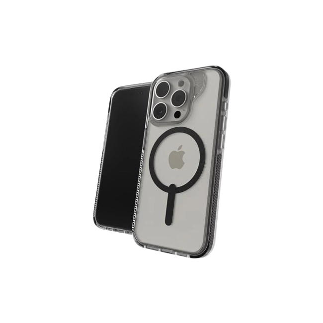Zagg Santa Cruz Snap - Carcasa trasera para teléfono móvil - compatibilidad con MagSafe - negro, transparente - para Apple iPhone 15 Pro