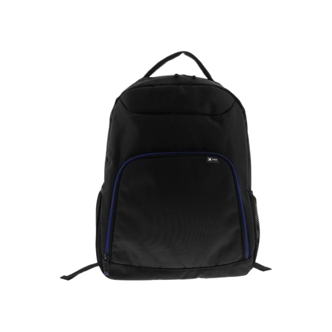 Xtech XTB-211 Mochila para laptop- 15.6" -  Poliéster -  Color Negro con detalles en azul - Bolsillo frontal para accesorios con organizador interior - Bolsillo de malla laterales
