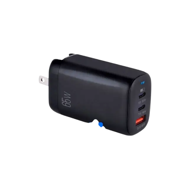 VOLTA P8 65W DUAL PD TYPE-C + USB CON CARGADOR DE PARED CON ENCHUFE PLEGABLE