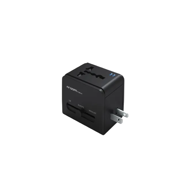 Cargador Dual con Enchufe Plegable Argom ARG-AC-0125BK Tipo C y USB