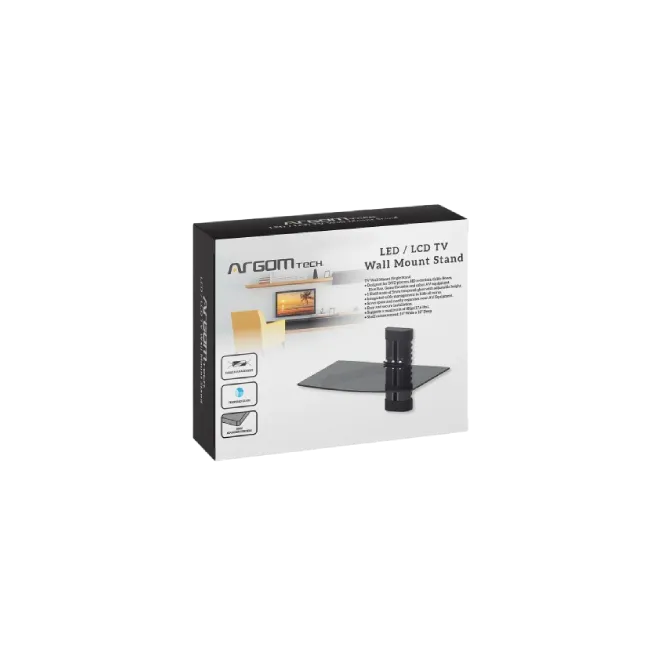 Base Para TV Argom ARG-BR-8221 Con Estante de Vidrio Templado Maximo 17.6 Libras