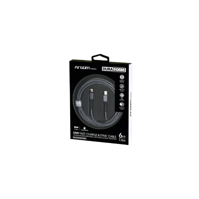 Cable Argom ARG-CB-0024BK de Carga Rapida Dura Form Tipo C a Lightning 1.8mts-4