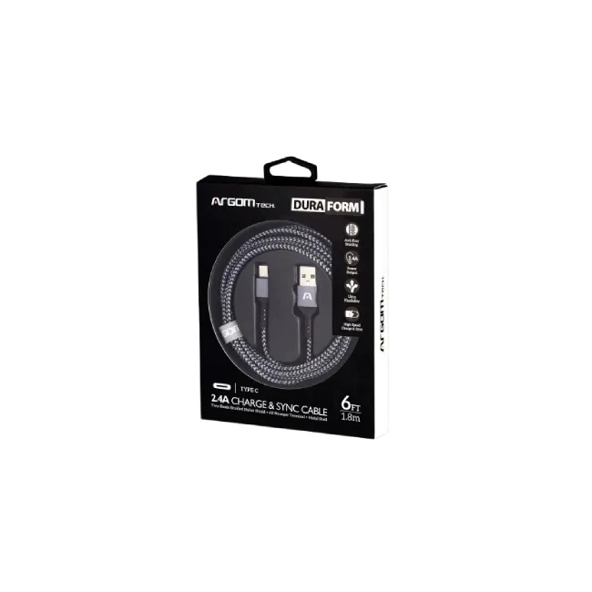 CABLE  TYPE-C TO USB 2.0 NYLON 1.8M BLACK