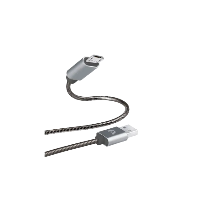 CABLE ARGOM DURA SPRING MICRO USB TO USB 2.0 METAL BRAIDED 1M/3.2FT GREY