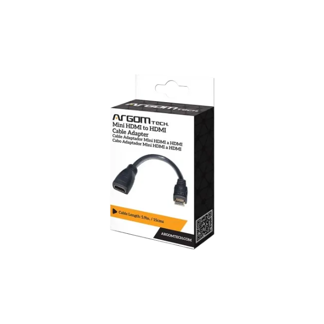 Cable Adaptador Argom ARG-CB-0052 Mini HDMI Macho a HDMI Hembra 15cm