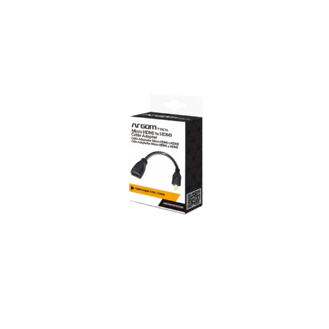CABLE ADAPTER ARGOM MICRO HDMI MALE TO HDMI FEMALE 6"/15CM