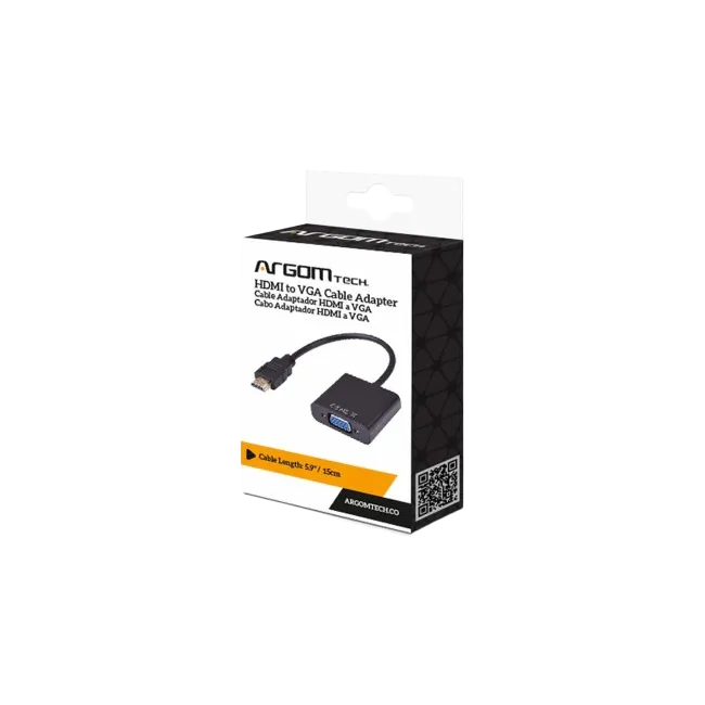 Cable Adaptador Argom ARG-CB-0055 HDMI Macho a VGA Hembra 15cm