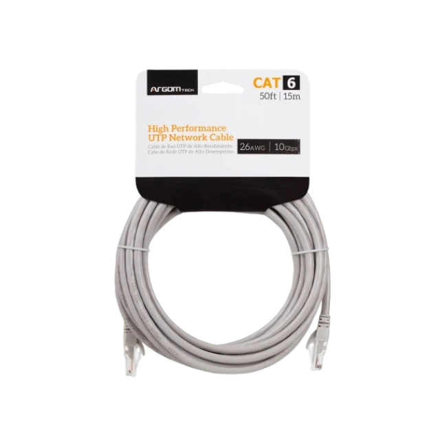 CABLE DE RED ARGOM CAT6 50FT / 15M GRIS