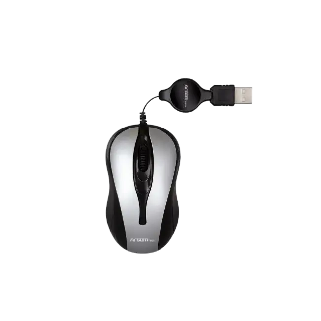 Mouse Argom ARG-MS-0008GR Optico UBS Retractil 1000 DPI Color Gris