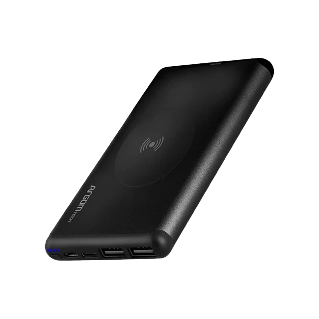 Cargador Portatil Argom ARG-PB-1156BK S12W Carga Rapida de 15W 2 Puertos USB 12000mAh LED Slim Color Negro