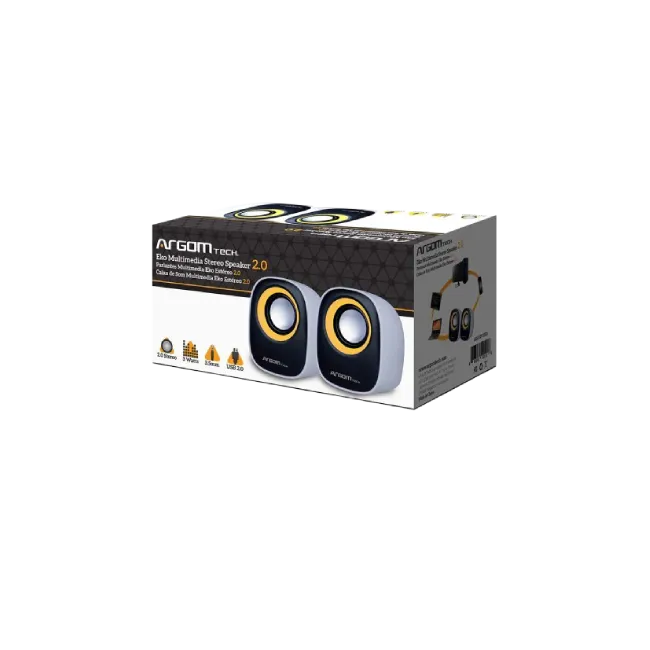 Parlantes Multimedia Eko Estéreo 2.0 Blanco-Naranja