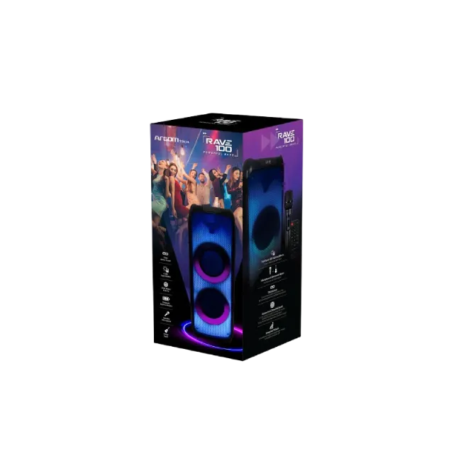 Bocina Argom ARG-SP-4010BK Rave 100 Inalambrico Bluetooth con LED