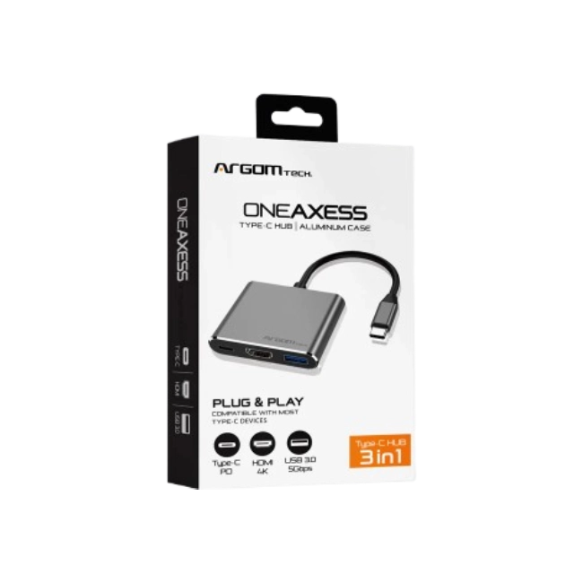 Hub Argom ARG-UB-0181 Adaptador 3 en 1 Tipo C