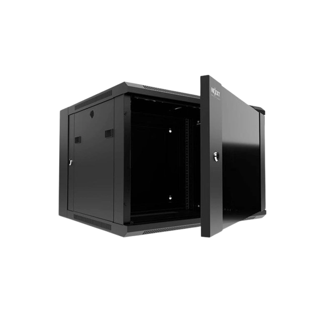 Nexxt Solutions Infrastructure - Wall mount enclosure - SPCC steel / Tempered glass - Black / RAL 9005 - 12U 600X450-1