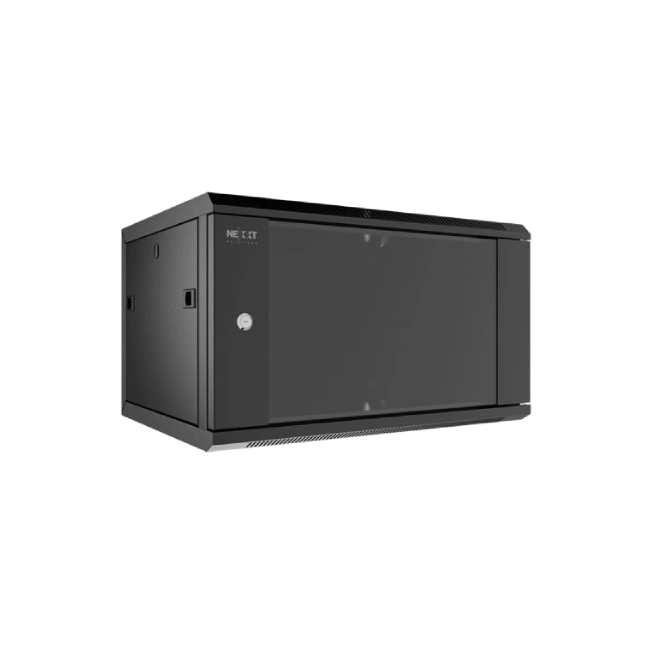 Nexxt Solutions Infrastructure - Wall mount enclosure - SPCC steel / Tempered glass - Black / RAL 9005 - 4U 600X600