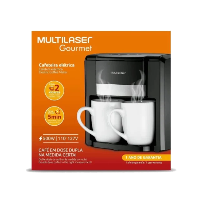 CAFETERA CON 2 TAZAS Y FILTRO PERMANENTE