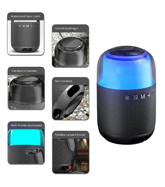 Bocina Inalambrica RGB Bianco BI-EBS-708 Color Negro-3