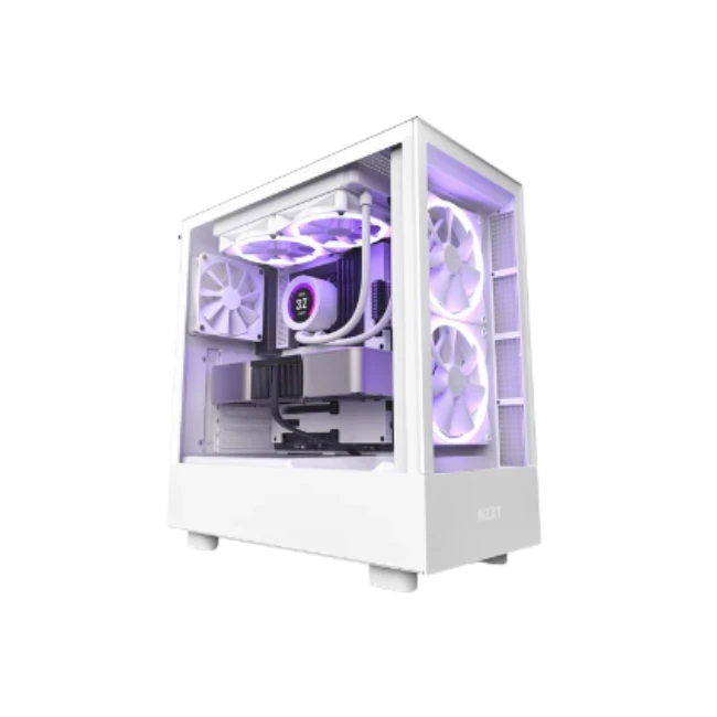 Case NZXT H5 Elite Compacto ATX Media Torre RGB Vidrio Templado 2 Ventiladores RGB de 5.512" Color Blanco-3