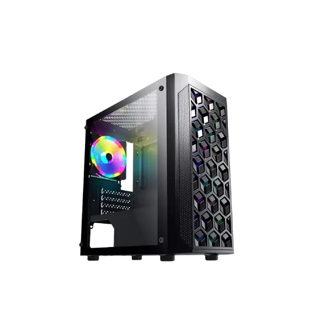 Case Gaming Eagle Warrior CG06AKRA001C Micro ATX Frontal con ABS + Mesh Hinge sin Tornillos Vidrio Templado con RGB Color Negro