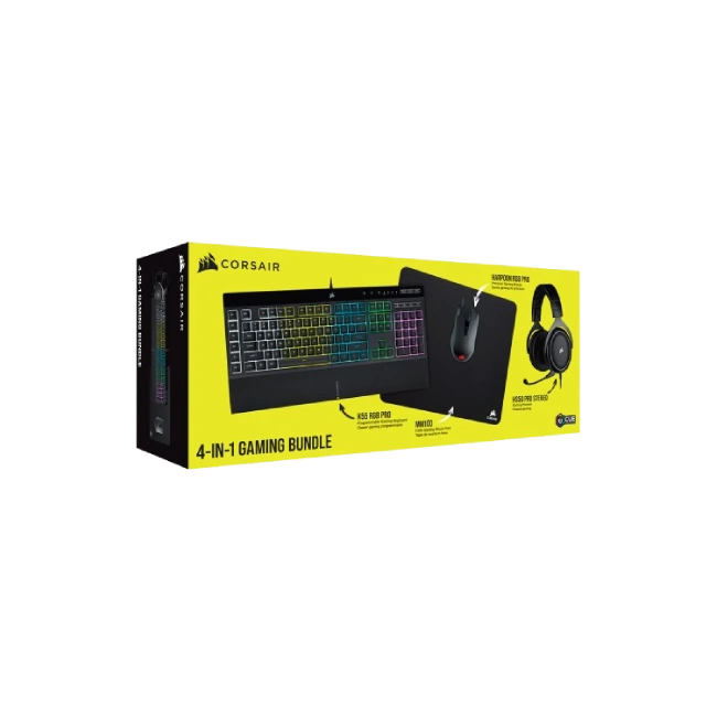 Combo Gaming Corsair 4 en 1 Teclado K55 RGB PRO + Mouse Harpoon RGB PRO + Headset HS50 PRO + Mouse PAD MM110