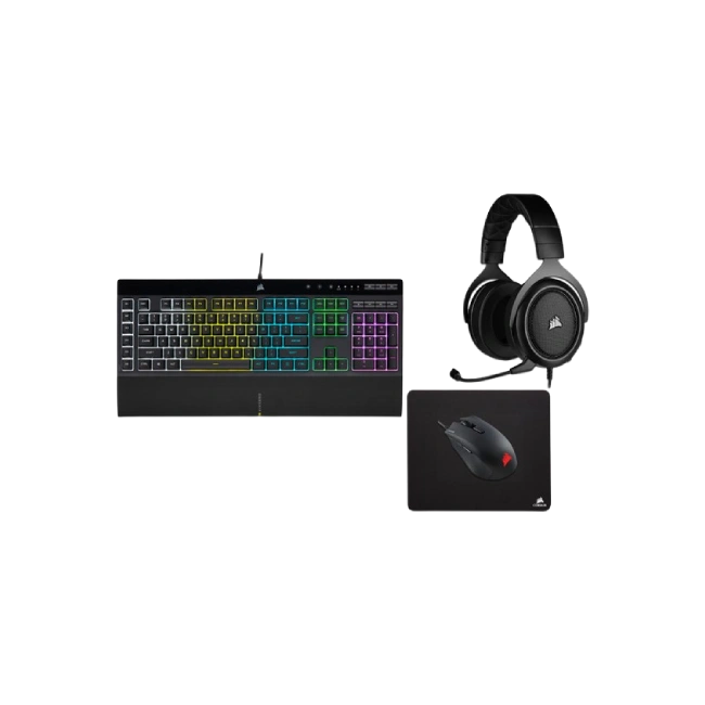Combo Gaming Corsair 4 en 1 Teclado K55 RGB PRO + Mouse Harpoon RGB PRO + Headset HS50 PRO + Mouse PAD MM110