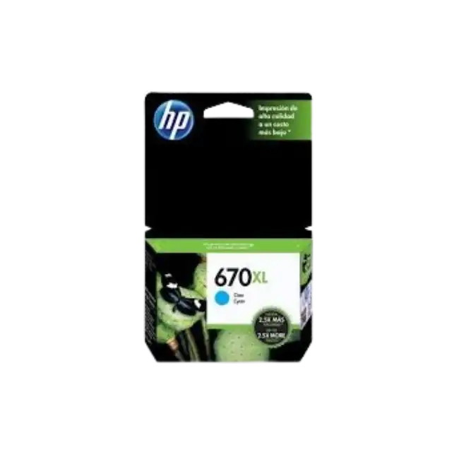 CARTUCHO DE TINTA HP CZ118AL 670XL ALTO RENDIMIENTO 750 PAGINAS COLOR CIAN