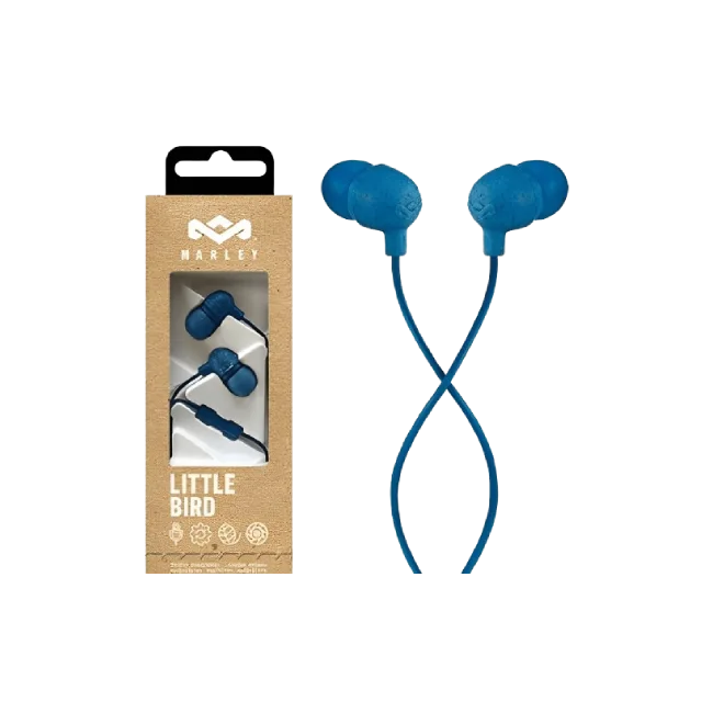 AURICULARES LITTLE BIRD EAR 9.2MM COLOR AZUL HOUSE OF MARLEY-3