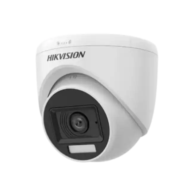 Hikvision 2MP Smart Hybrid Light Audio Indoor Fixed Turret Camera - switchable signals (TVI/AHD/CVI/CVBS?Audio with audio over coaxial cable - built-in mic  - Metal - Outdoor - fixed focal 2.8mm - DWDR - 1920 × 1080 - IP67 - 30M IR - 20M White light
