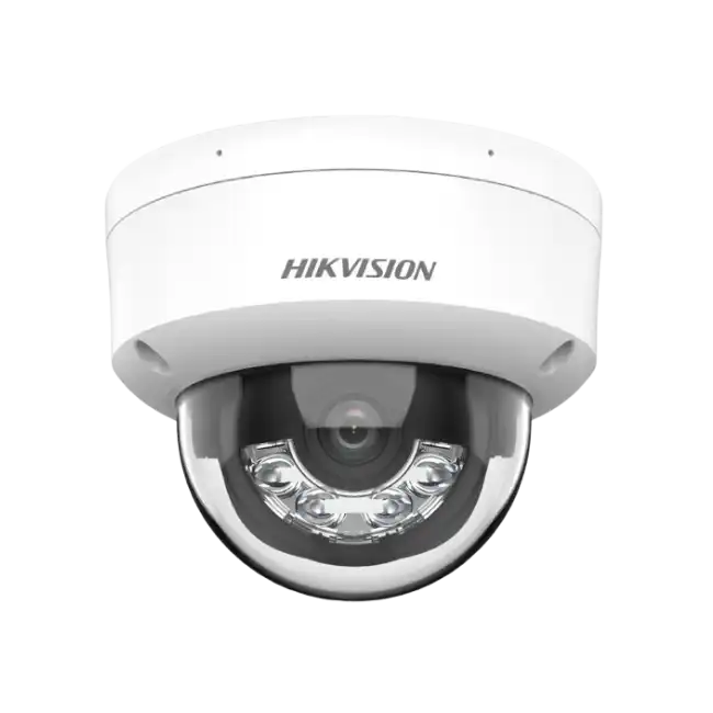 Hikvision 4MP Cámara de red domo fija inteligente con luz - Micrófono incorporado - 4MP - Exterior - H.265+ - Focal fija 2.8mm - 2560 × 1440 - DWDR - IP67 - IK08