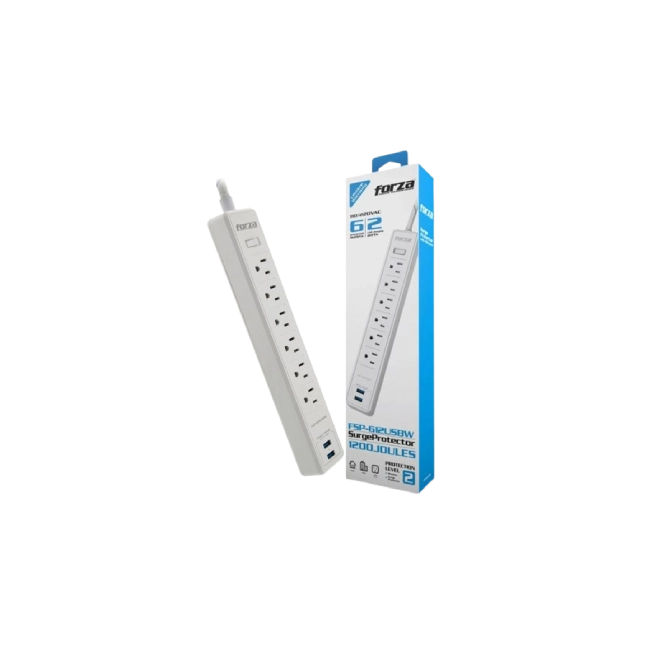 Protector de Voltaje Forza FSP-612USBW 110/220VAC 6 Tomas 2 Puertos USB Color Blanco-4