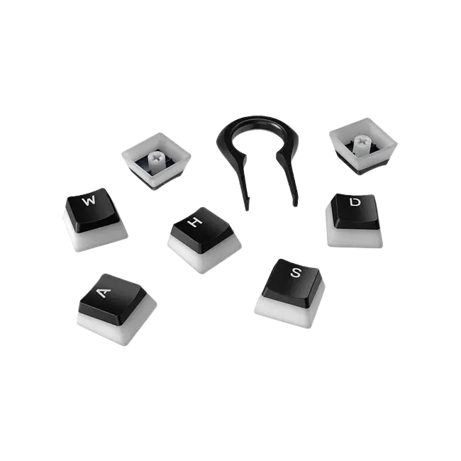 KIT DE TECLAS HYPERX PUDDING ABS KEYCAPS TRASLUCIDO COLOR NEGRO CON BLANCO