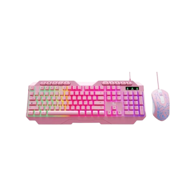 Xtech - Keyboard and mouse set - Wired - Spanish - USB - Pink - Gaming-XTK-540S