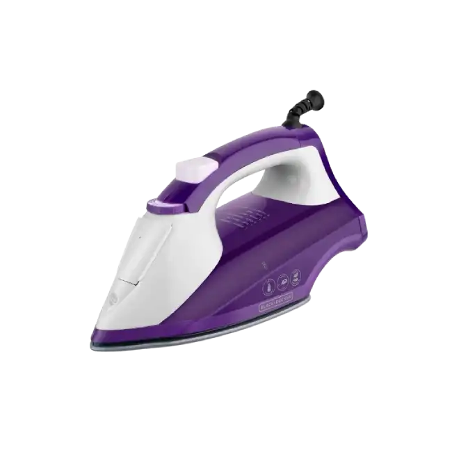 Plancha Para Ropa Black+Decker IR1840 1200 Watts Suela Ceramica GlideT Color Blanco con Morado