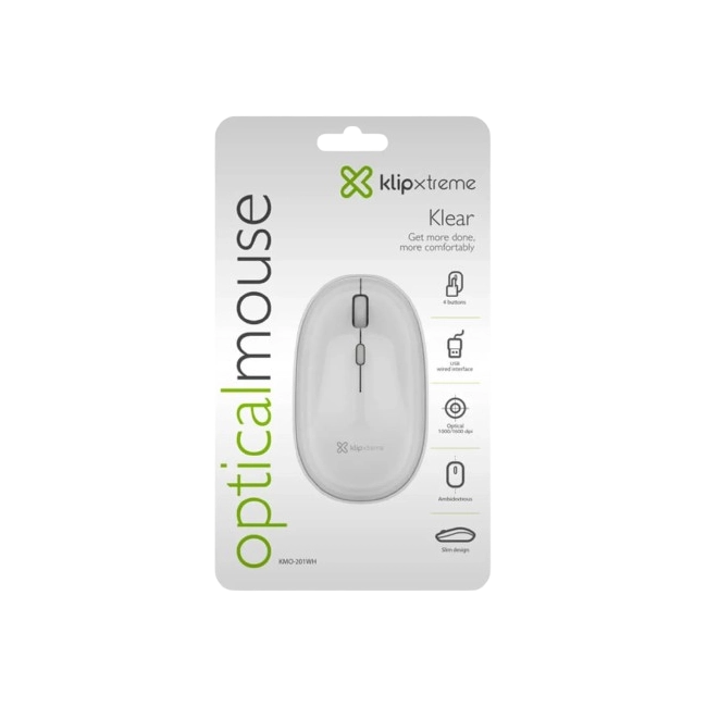 Mouse Klip Xtreme KMO-201WH Optico USB 4 Botones 1600 DPI Color Blanco