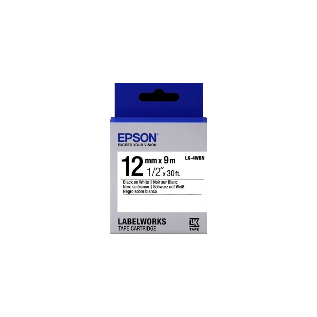 LabelWorks Standard Tape LK-4WBN Black/White 12mm