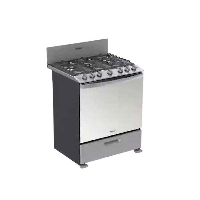 Estufa Whirlpool 30" 6 Quemadores Acero Inoxidable Hierro Fundido Sistema Stop Door Color Gris