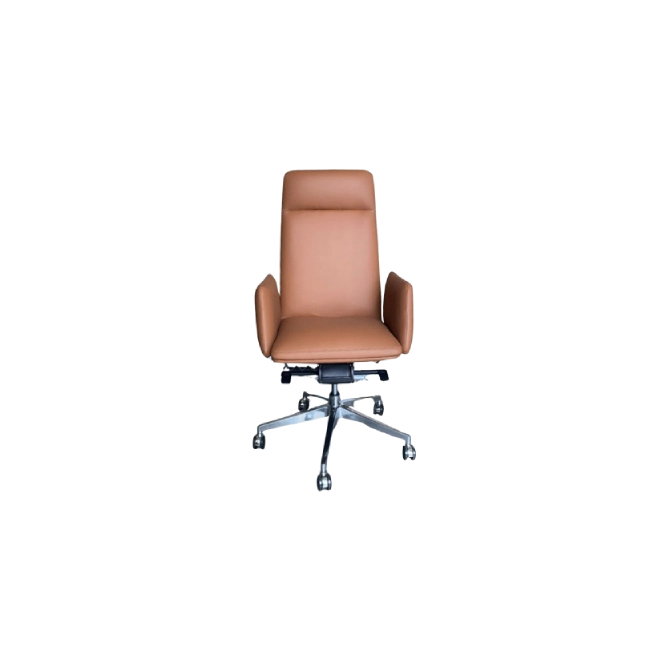 Silla de Cuerina MG-PY-002-A1-PU Esponja de Alta Densidad Base de Aluminio Color Café