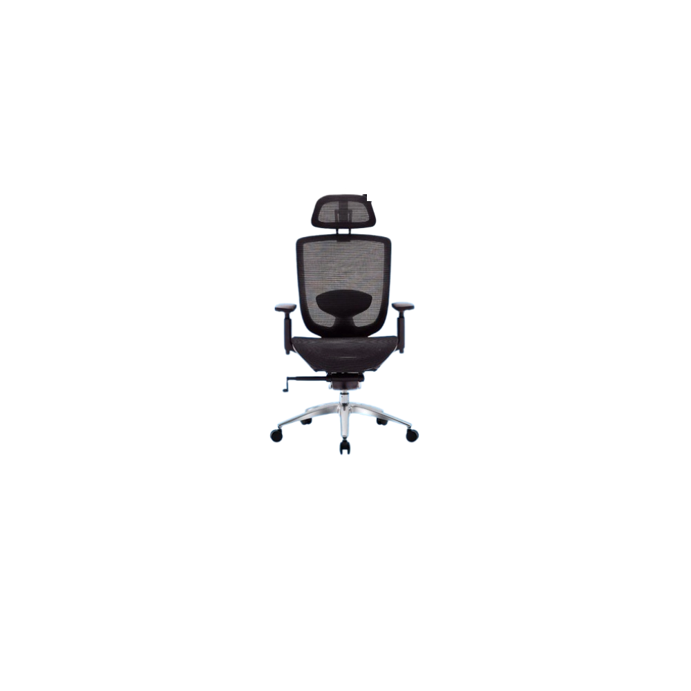 Silla de oficina MG-WBY-035-BK De Mesh y Tela Con Respaldo y Reposa Cabeza Color Negro