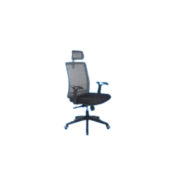 Silla Ejecutiva MG-WBY-036-BK De Tela Con Respaldo Alto y Reposa Cabeza Color Negro