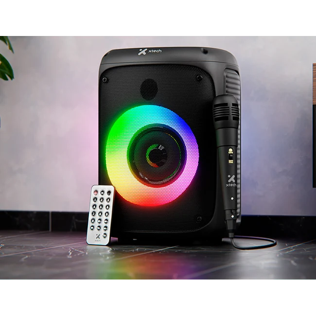 Xtech XTS-661 - Speaker - Black - SonicBloom Portable Wlss Speaker w lights and mic