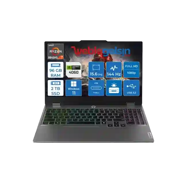Lenovo LOQ 15AHP9 - Ordenador portátil - 15.6" - 1920 x 1080 - AMD Ryzen 7 8845HS / 5.1 GHz - 16 GB - DDR5 SDRAM - 512 GB SSD - NVIDIA GeForce RTX 4060 - Windows 11 Home-1
