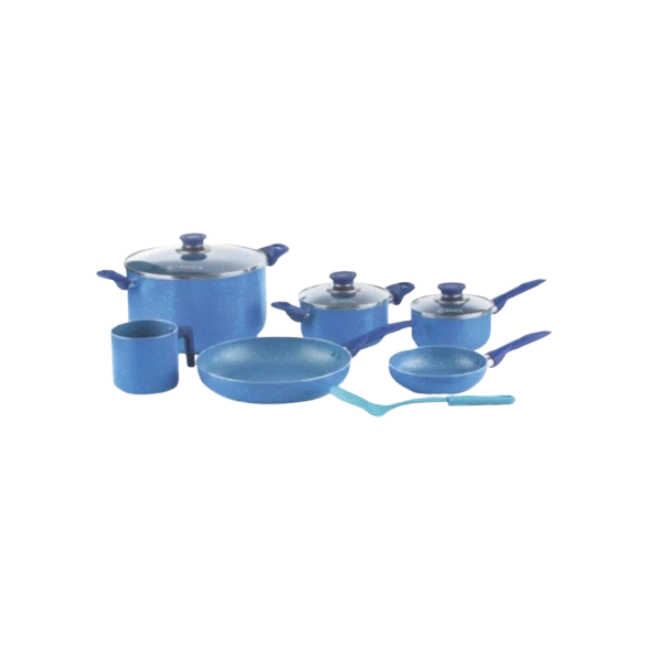 Bateria de Cocina Picca Lazio 10 piezas Color Azul con Puntos Plateados-1