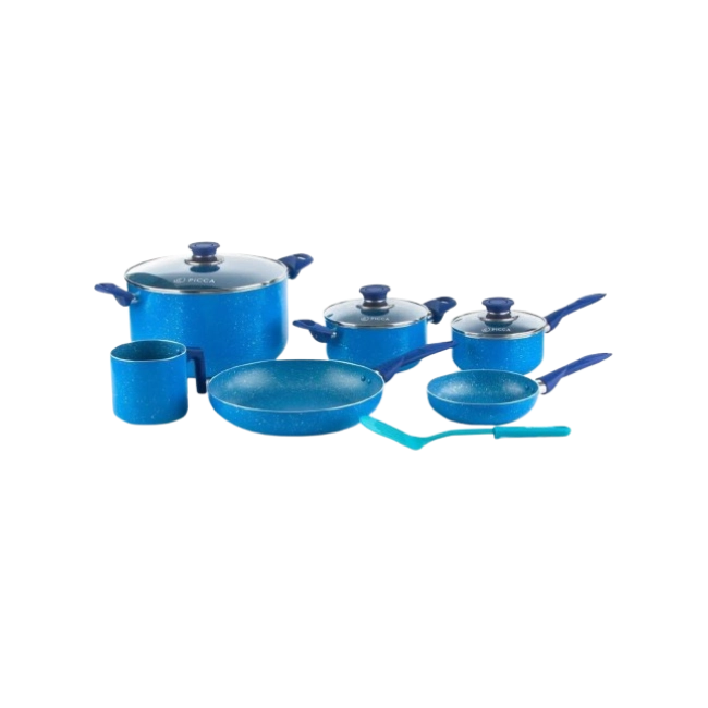 Bateria de Cocina Picca Lazio 10 piezas Color Azul con Puntos Plateados-2